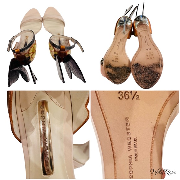 Sophia Webster Chiara Nude, Silver, & Orange Butterfly Heels SZ 36.5 - Picture 14 of 14